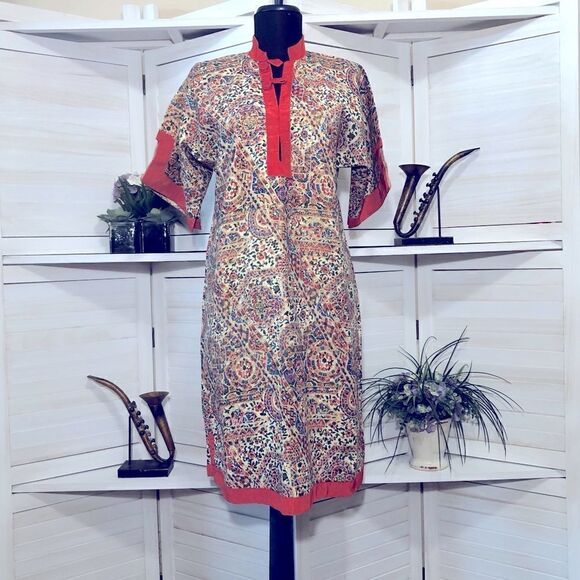 Vintage 70s Kimono Style Floral Print Dress Size Small - Picture 1 of 9